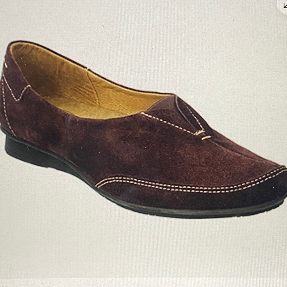 Taos Marvey Ballet Flat Slip On Chocolate Brown Suede Loafers Size 39